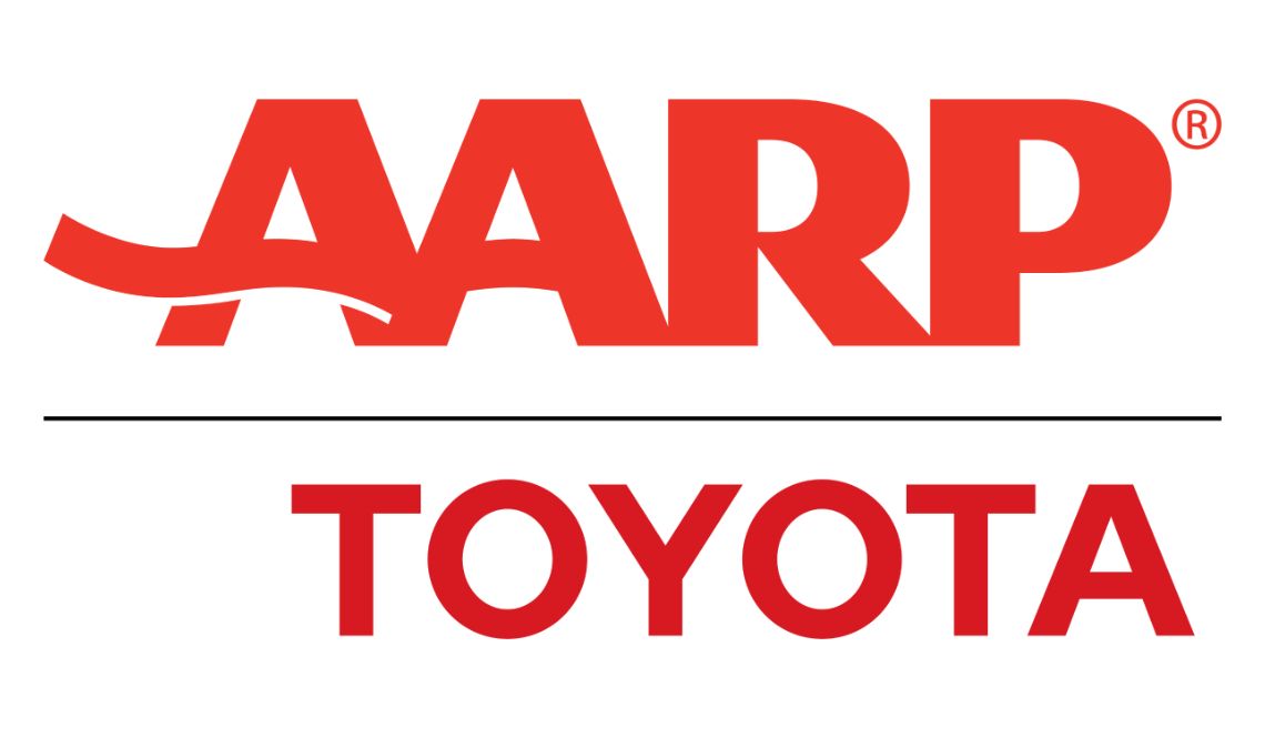 AARP logo and Toyota logo
